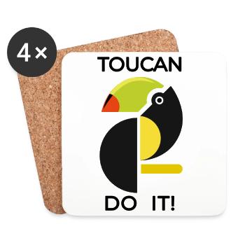 Abstrakter Tukan TOUCAN DO IT - Untersetzer (4er-Set) - Weiß - Vorne