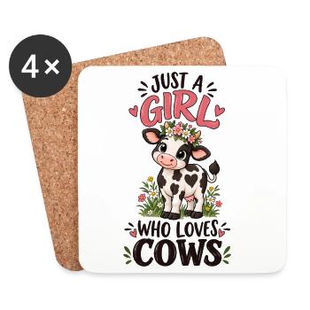 Just A Girl Who Loves Cows Farm Animal Lover Art - Untersetzer (4er-Set) - Weiß - Vorne