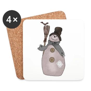 Schaebiger_Schneemann - Untersetzer (4er-Set) - Weiß - Vorne