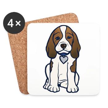Illustration des Beagle-Herz-Welpen - Untersetzer (4er-Set) - Weiß - Vorne
