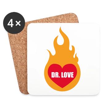 Dr. Love | Herz | Heart | Feuer | Fire | hot | - Coasters (set of 4) - white - Front
