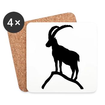 Steinbock auf Berg Felsen - Untersetzer (4er-Set) - Weiß - Vorne