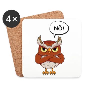 Statement Eule Tier Fans lustiger Vogel Geschenk - Untersetzer (4er-Set) - Weiß - Vorne