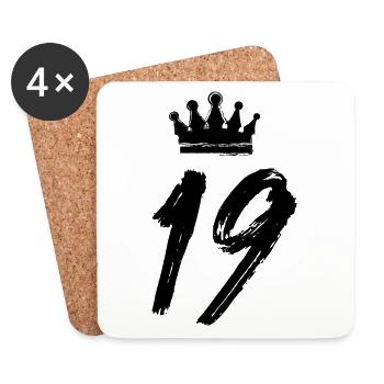 19 Zahl Krone - Untersetzer (4er-Set) - Weiß - Vorne