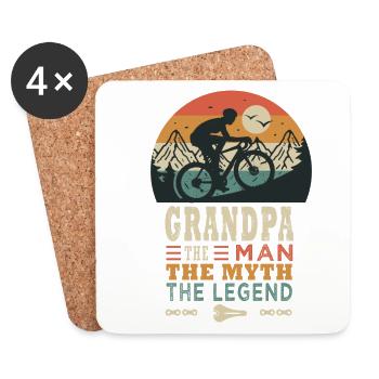 grandpa cycliste la fégende vélo velo vélos - Dessous de verre (lot de 4) - blanc - Devant