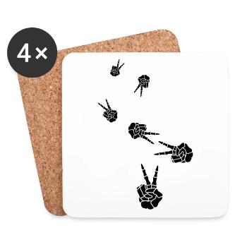Hand peace skeleton - Coasters (set of 4) - white - Front