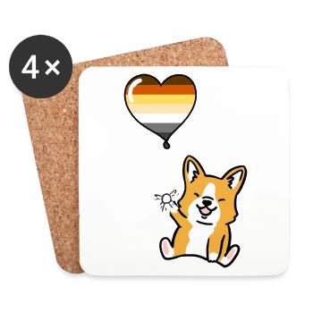 Corgi Heart Balloon Gay Bear Pride - Coasters (set of 4) - white - Front