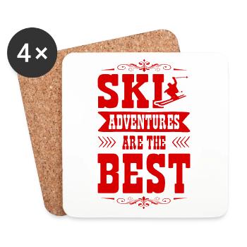 Aventures de ski - Dessous de verre (lot de 4) - blanc - Devant