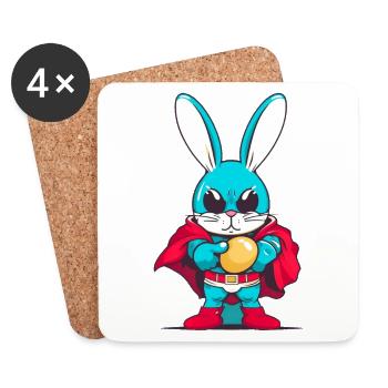 Easter Bunny super hero - Coasters (set of 4) - white - Front