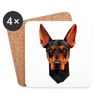 Hund Dobermann Polygon - Untersetzer (4er-Set) - Weiß - Vorne