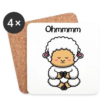 Ohmmm a cute yoga sheep yoga sheep - Coasters (set of 4) - white - Front