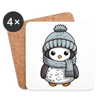 Penguin Animal Baby Comic Winter - Coasters (set of 4) - white - Front