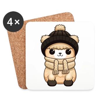 Alpaca Animal Baby Comic - Coasters (set of 4) - white - Front
