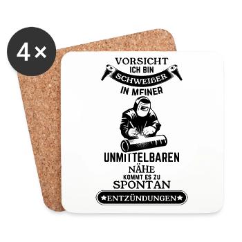 Schweißer Vorsicht extreme Hitze Spontan - Untersetzer (4er-Set) - Weiß - Vorne
