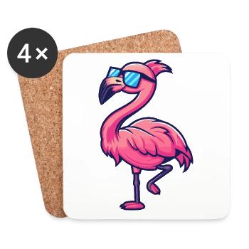 Flamingo Cool Comic - Untersetzer (4er-Set) - Weiß - Vorne