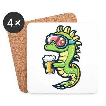 Hippocampe Après-Ski Bière Bande Dessinée - Dessous de verre (lot de 4) - blanc - Devant