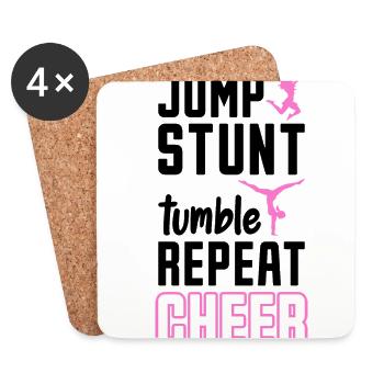 Jump Stunt Tumble Repeat Cheerleading Cheerleader - Untersetzer (4er-Set) - Weiß - Vorne