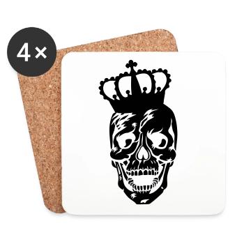 Totenkopf Skull King Krone - Untersetzer (4er-Set) - Weiß - Vorne