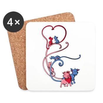 Love Animals - Untersetzer (4er-Set) - Weiß - Vorne