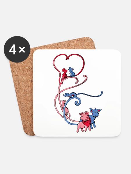 Love Animals - Coasters (set of 4) - white
