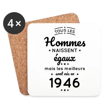Anniversaire 76 ans - Meilleurs sont nés en 1946 - Dessous de verre (lot de 4) - blanc - Devant