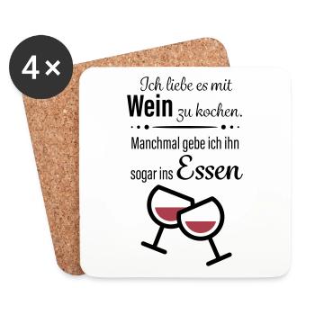 Wein trinken - Essen - Untersetzer (4er-Set) - Weiß - Vorne