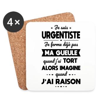 Je suis urgentiste - Je ferme pas ma gueule - Dessous de verre (lot de 4) - blanc - Devant