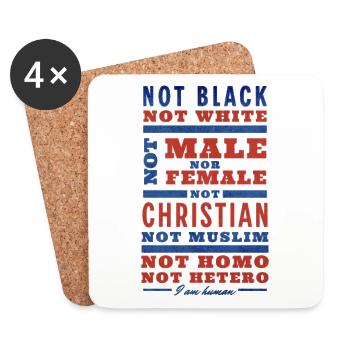 Pas noir pas blanc Je suis humain - Dessous de verre (lot de 4) - blanc - Devant