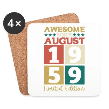 Awesome since August 1959 63. Geburtstag Geschenk - Untersetzer (4er-Set) - Weiß - Vorne