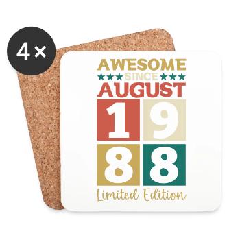 Awesome since August 1988 34. Geburtstag Geschenk - Untersetzer (4er-Set) - Weiß - Vorne
