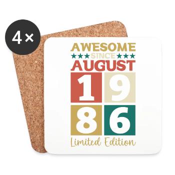 Awesome since August 1986 36. Geburtstag Geschenk - Untersetzer (4er-Set) - Weiß - Vorne