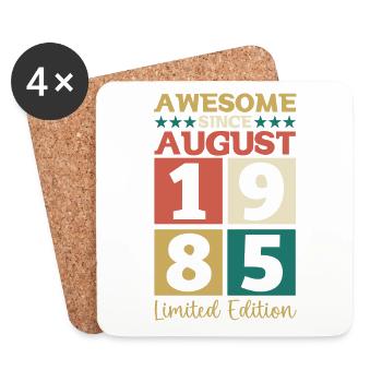 Awesome since August 1985 37. Geburtstag Geschenk - Untersetzer (4er-Set) - Weiß - Vorne