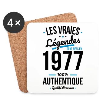 Anniversaire 45 ans - Légendes sont nées en 1977 - Dessous de verre (lot de 4) - blanc - Devant