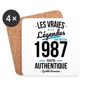 Anniversaire 35 ans - Légendes sont nées en 1987 - Dessous de verre (lot de 4) - blanc - Devant