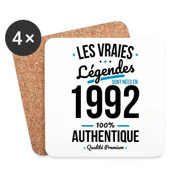 Anniversaire 30 ans - Légendes sont nées en 1992 - Dessous de verre (lot de 4) - blanc - Devant