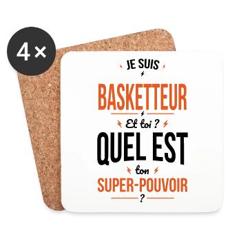 Je suis basketteur - Super pouvoir idée cadeau - Dessous de verre (lot de 4) - blanc - Devant