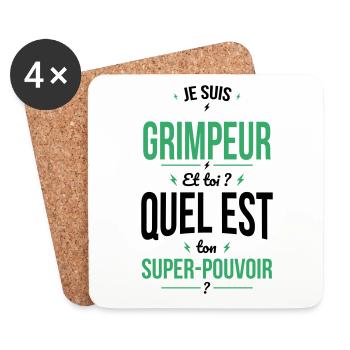 Je suis grimpeur - Super-pouvoir idée cadeau - Dessous de verre (lot de 4) - blanc - Devant