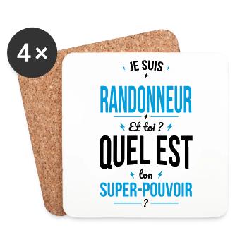 Je suis randonneur -Super-pouvoir - Dessous de verre (lot de 4) - blanc - Devant