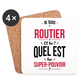 Je suis routier - Super-pouvoir - Dessous de verre (lot de 4) - blanc - Devant