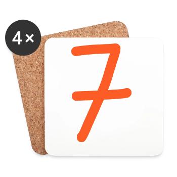7 Nummer sieben Zahl orangen Geburtstag - Untersetzer (4er-Set) - Weiß - Vorne
