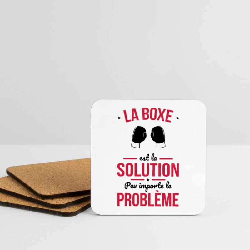 La boxe est la solution peu importe le problème Dessous de verre (lot de 4)