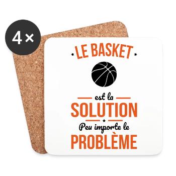 Le basket est la solution peu importe le problème - Dessous de verre (lot de 4) - blanc - Devant