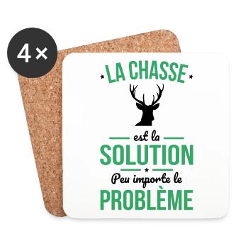 La chasse est la solution peu importe le problème - Dessous de verre (lot de 4) - blanc - Devant