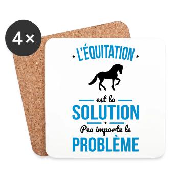 Equitation est la solution peu importe le problème - Dessous de verre (lot de 4) - blanc - Devant