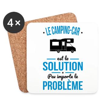 Camping-car est solution peu importe le problème - Dessous de verre (lot de 4) - blanc - Devant
