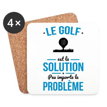 Le golf est la solution peu importe le problème - Dessous de verre (lot de 4) - blanc - Devant