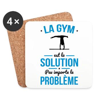 La gym est la solution peu importe le problème - Dessous de verre (lot de 4) - blanc - Devant
