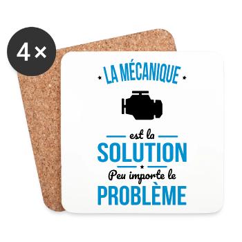 Mécanique est la solution peu importe le problème - Dessous de verre (lot de 4) - blanc - Devant