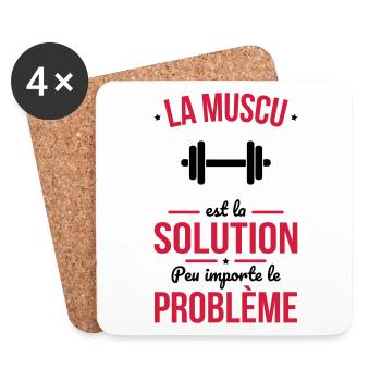La muscu est la solution peu importe le problème - Dessous de verre (lot de 4) - blanc - Devant