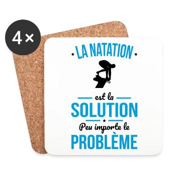 Natation est la solution peu importe le problème - Dessous de verre (lot de 4) - blanc - Devant